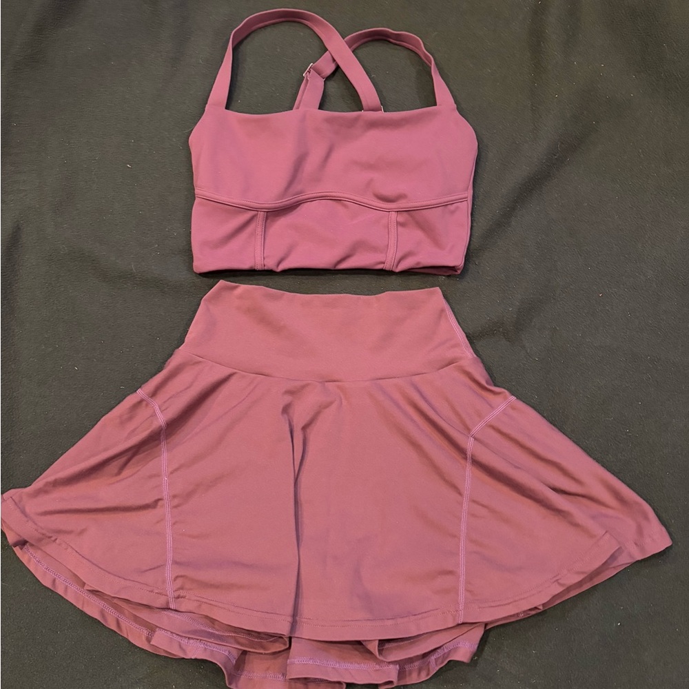 POPFLEX Sports Bra and Skort Set- Plum